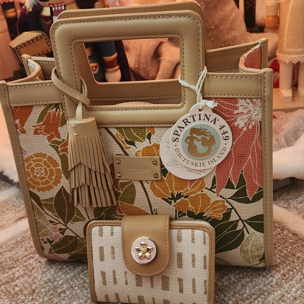 Spartina449 Daufuskie Island Honey Horn Satchel Crossbody and Wallet SUMMER